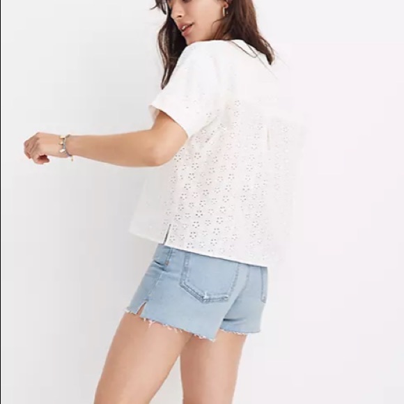 MW Eyelet Boxy Button-Down Top - Picture 5 of 7